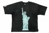 Concrete Jungle Statue of Liberty - Rhinestone Acid Washed Tee (Beast NY Collection)