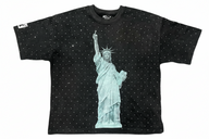 Concrete Jungle Statue of Liberty - Rhinestone Acid Washed Tee (Beast NY Collection)