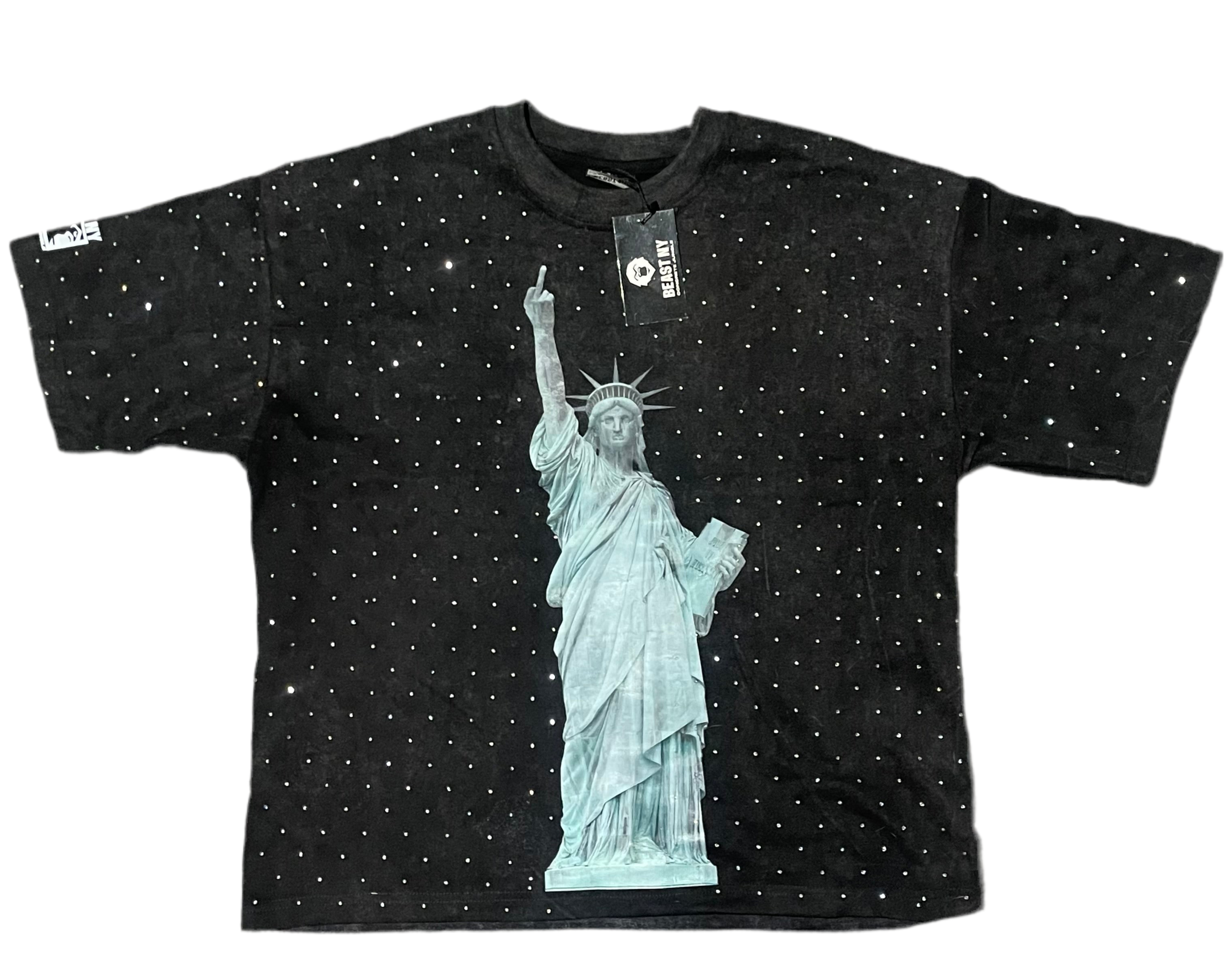 Statue of Liberty - Rhinestone Distressed Tee