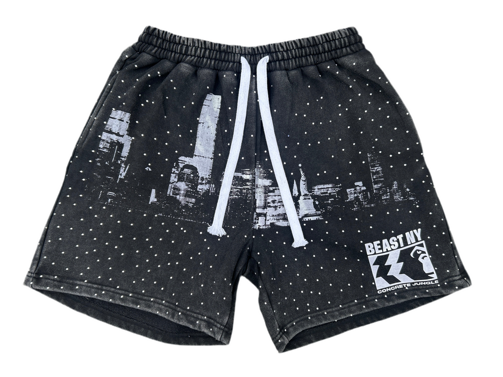 Statue of Liberty "Middle Finger" Rhinestone Acid Wash Distress Summer Set (Beast NY Collection)