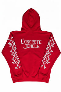 Concrete Jungle Skeleton Face Liberty Rhinestone Zip-Up Hoodie