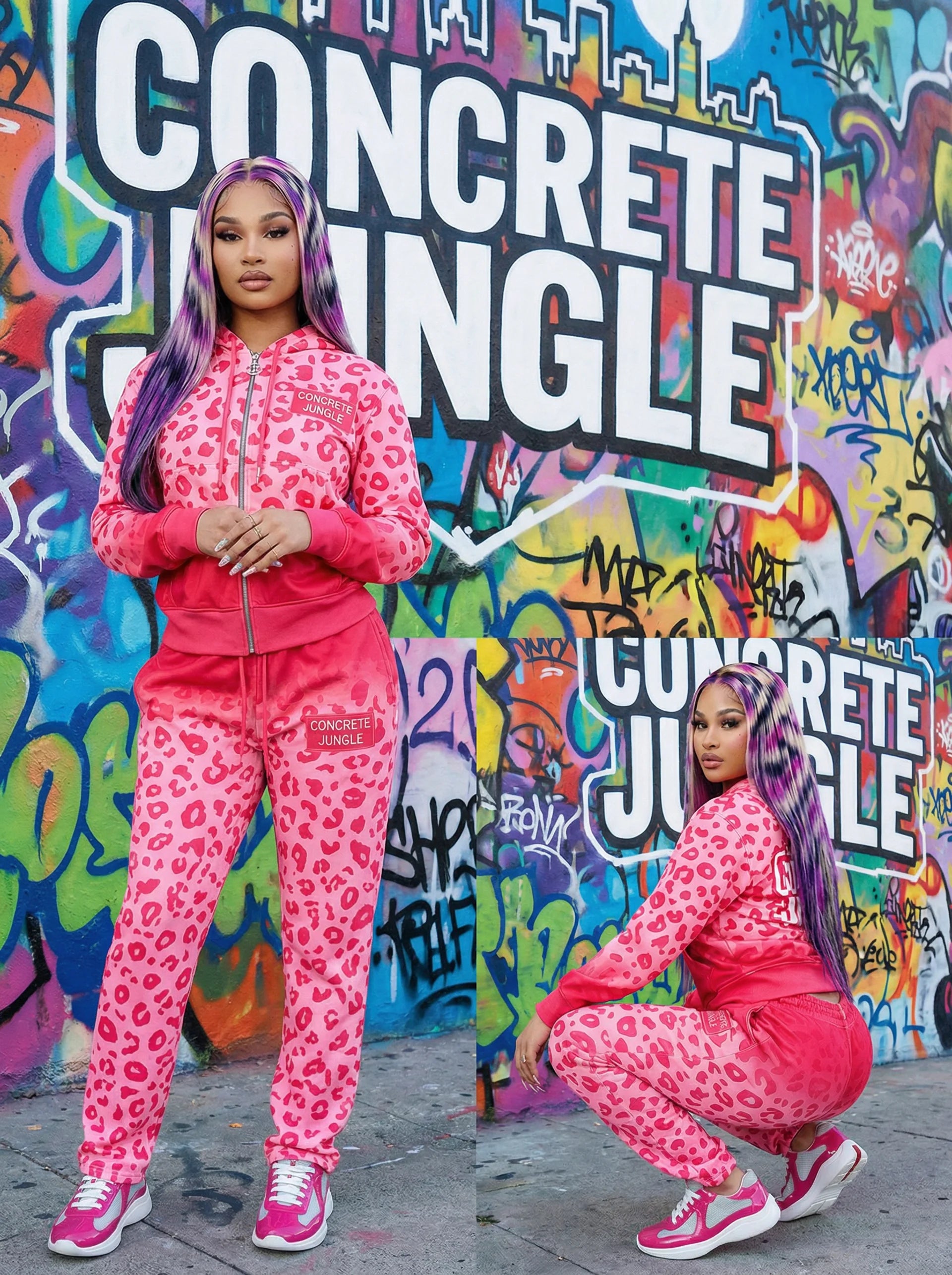Concretejungle Pink leopard Set