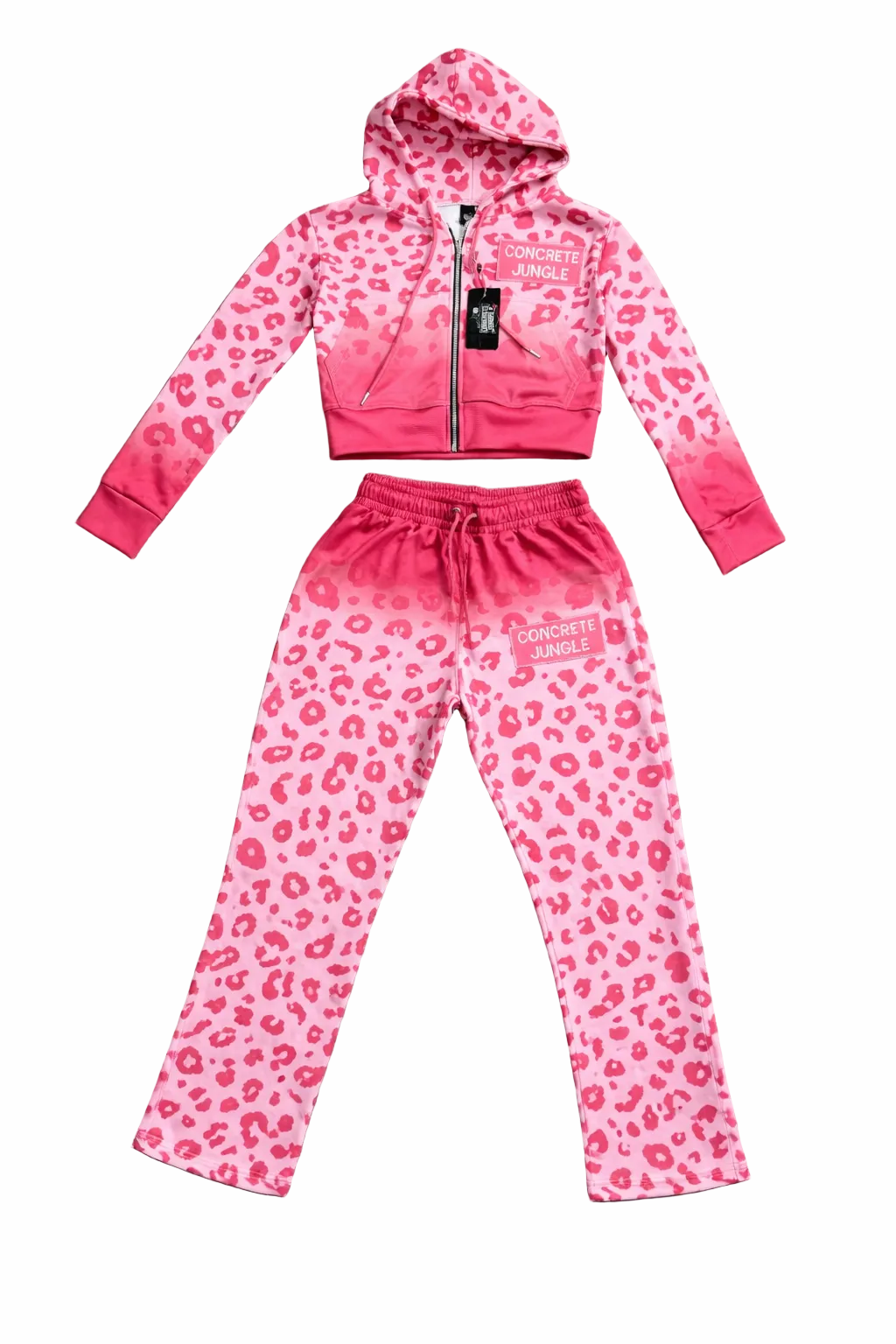 Concretejungle Pink Leopard cropped 🐆 sweatsuit