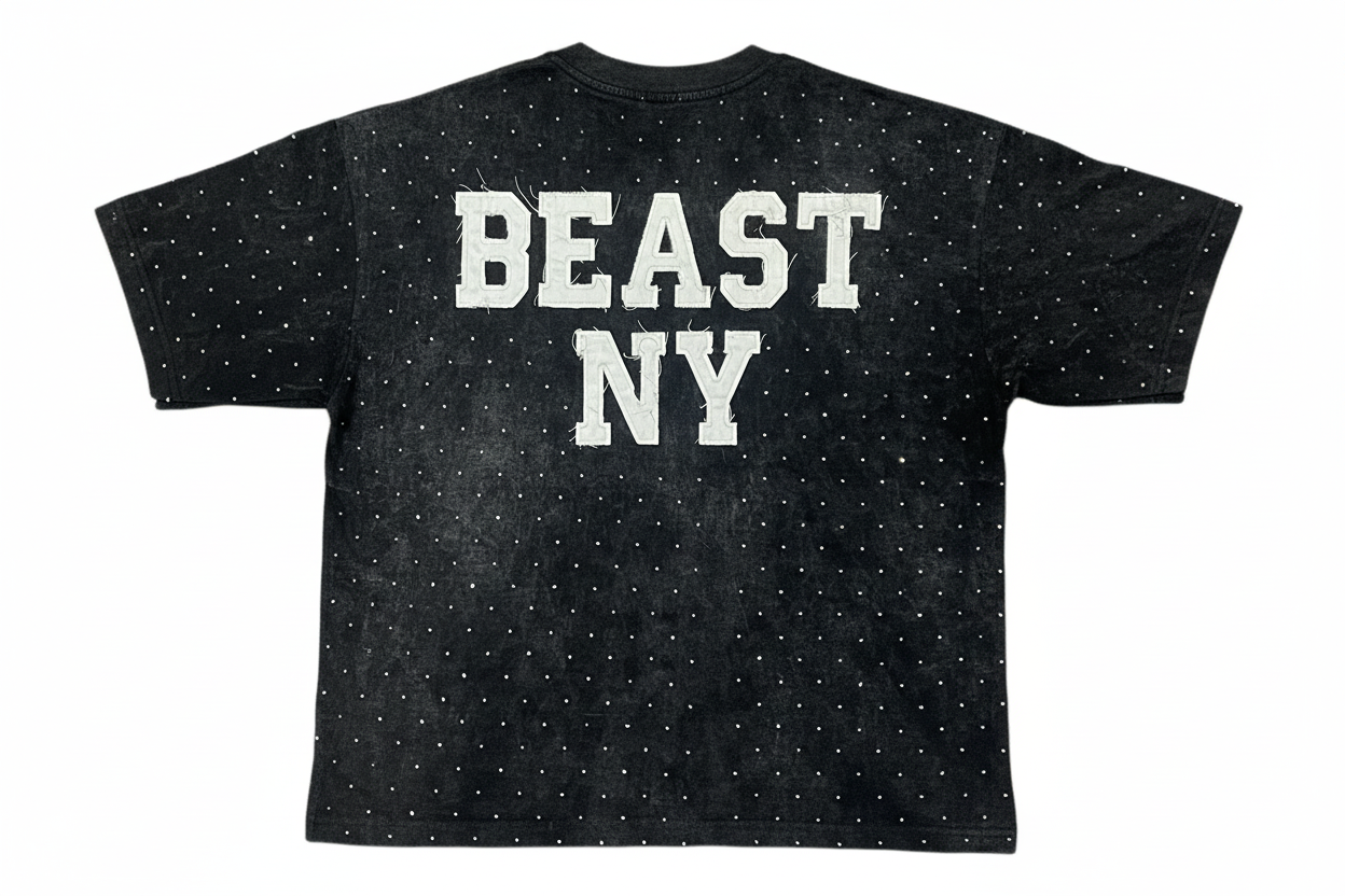 Concrete Jungle Statue of Liberty - Rhinestone Acid Washed Tee (Beast NY Collection)