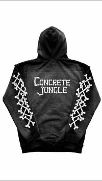 Concrete Jungle Skeleton Face Liberty Rhinestone Zip-Up Hoodie